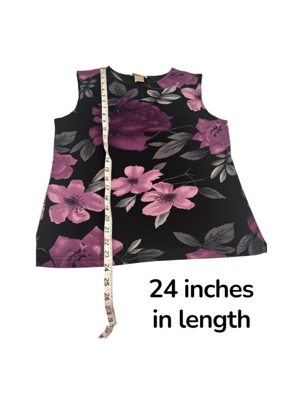 Romantic Dark Floral Sleeveless Top Purple Rose Print Fairycore Whimsygoth Women - Picture 9 of 9